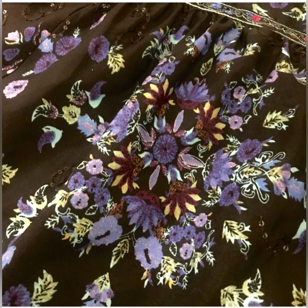 Free People Sequin Matroyshka Russian Doll Tunic Dress Sz 8 Black Embroidered - Picture 9 of 10